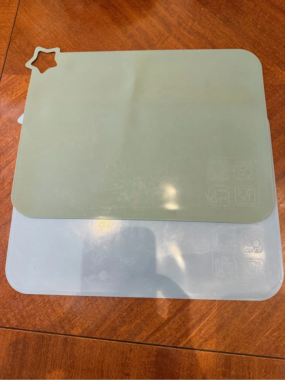 Set of 2 Moonkie silicone placemats Star Placemats non slip sage and light blue